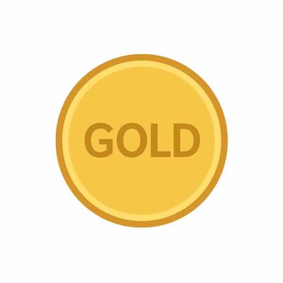 Icône de pièce dorée avec l'inscription GOLD pour site web orienté conversion